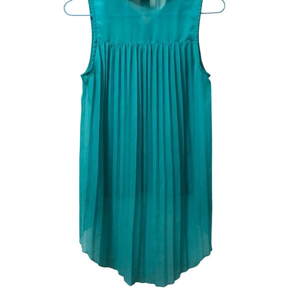 Eyelash Couture Sheer High-Low Teal Collar Tank Top XS - Picture 5 of 6